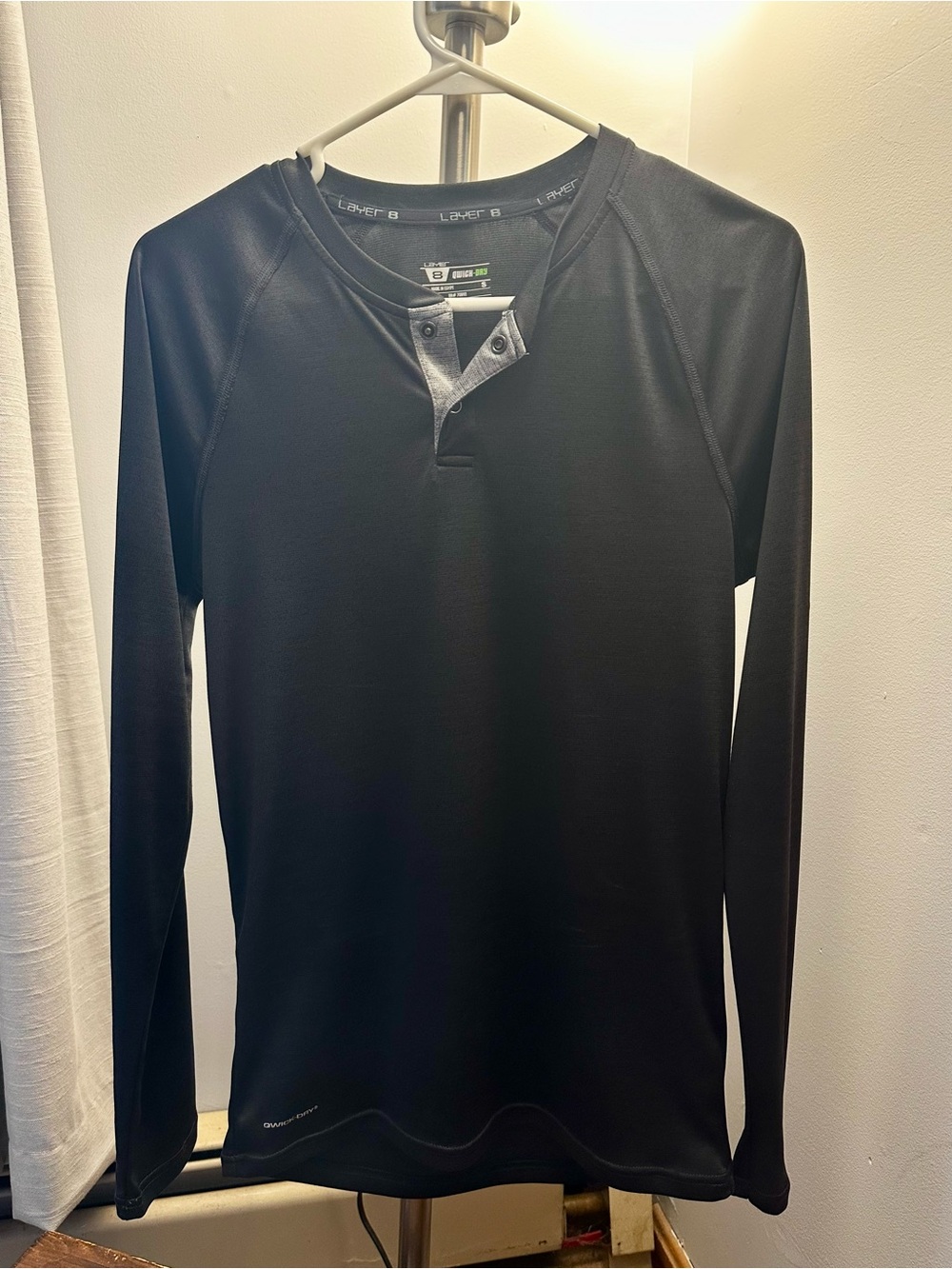 Black Long Sleeve Henley Performance Shirt